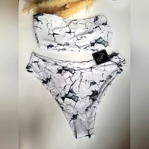 Zaful Monochrome Cracked Pattern Bikini